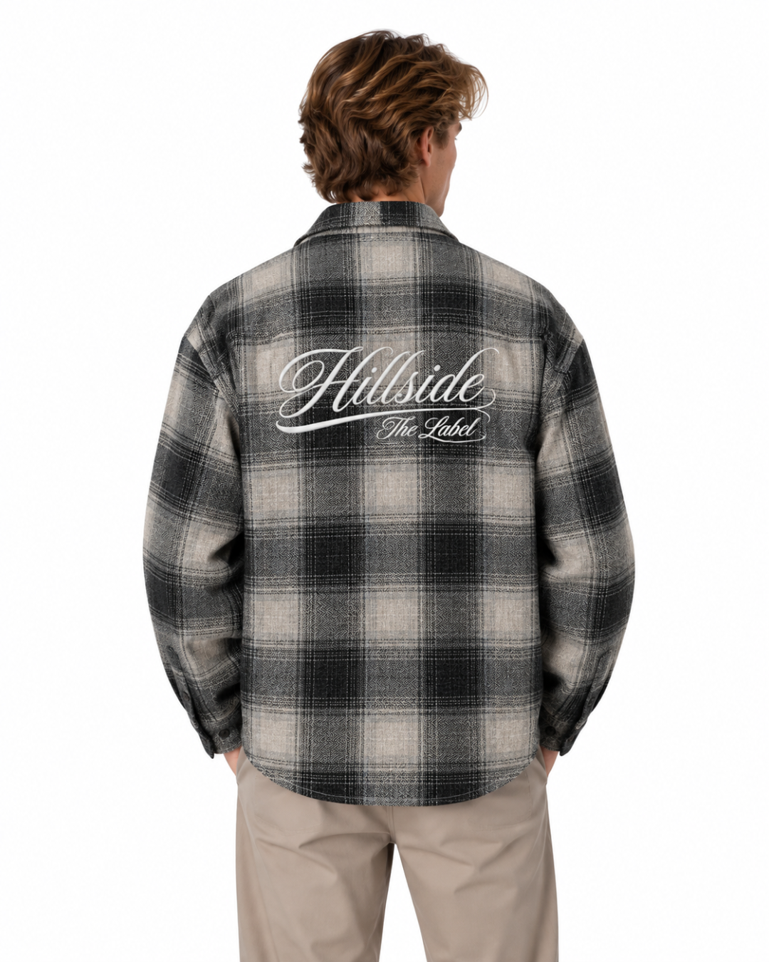 Cursive Check Flannel Blouse Black Pre Order