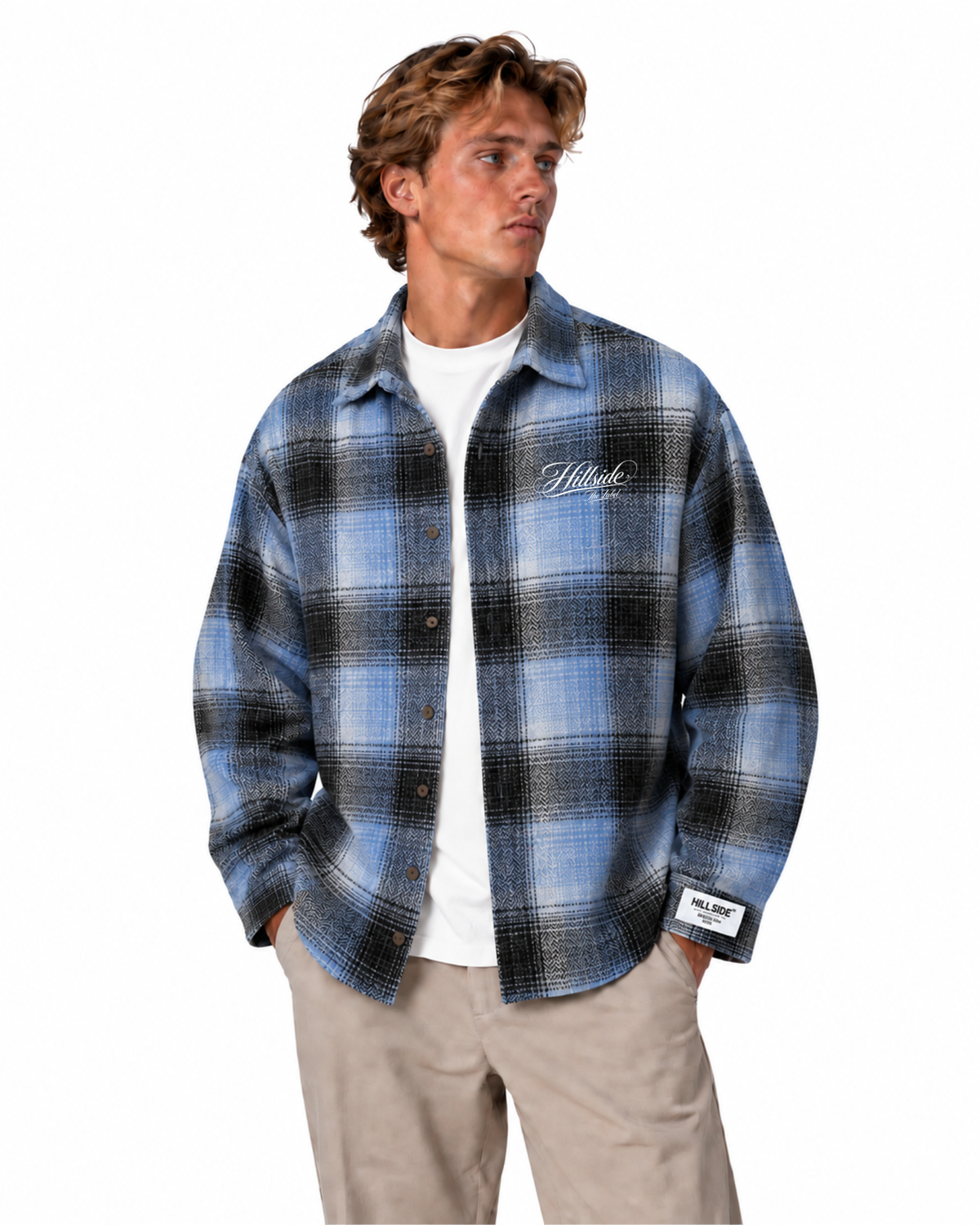 Cursive Check Flannel Blouse Navy Pre Order