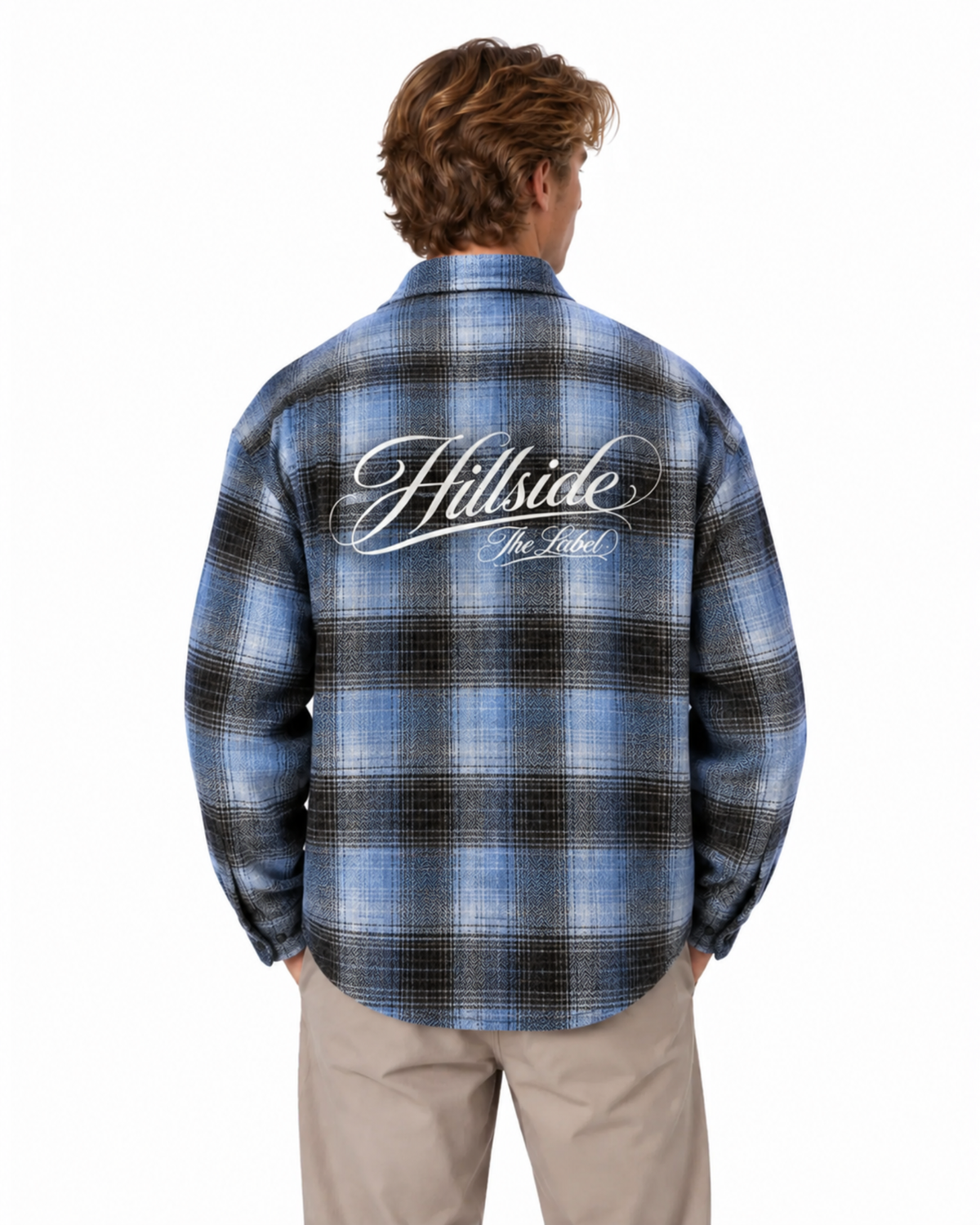 Cursive Check Flannel Blouse Navy Pre Order