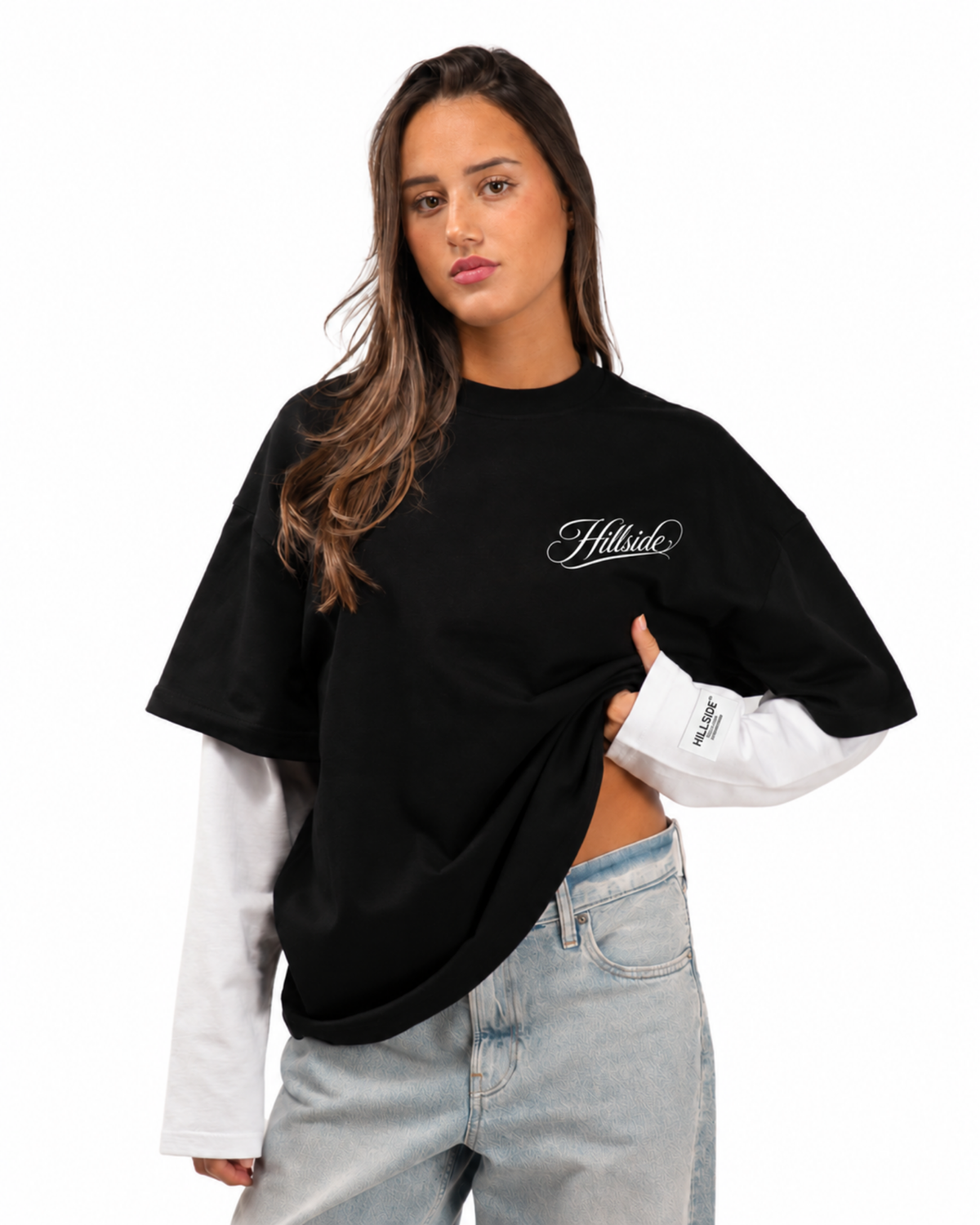 Cursive Double Layered Longsleeve Black Pre Order
