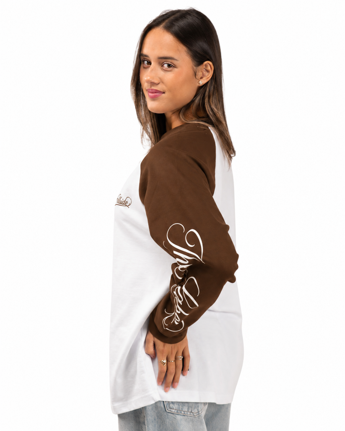 Cursive Raglan Longsleeve Brown Pre Order