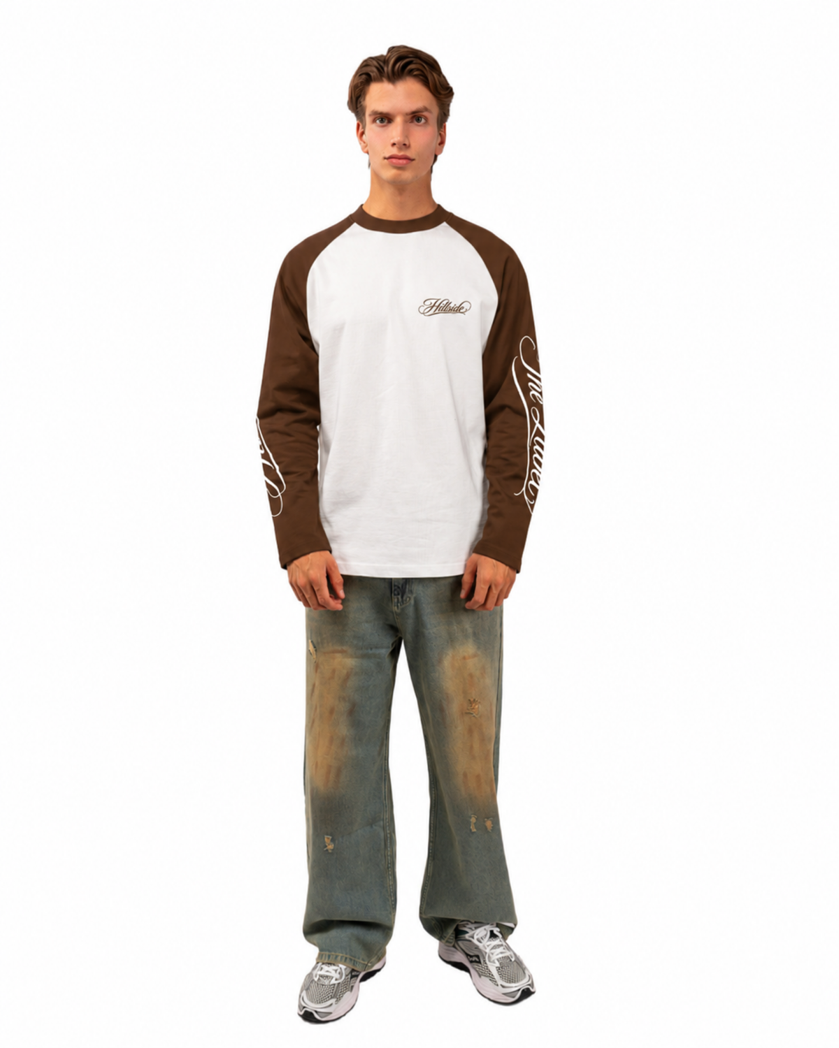 Cursive Raglan Longsleeve Brown Pre Order