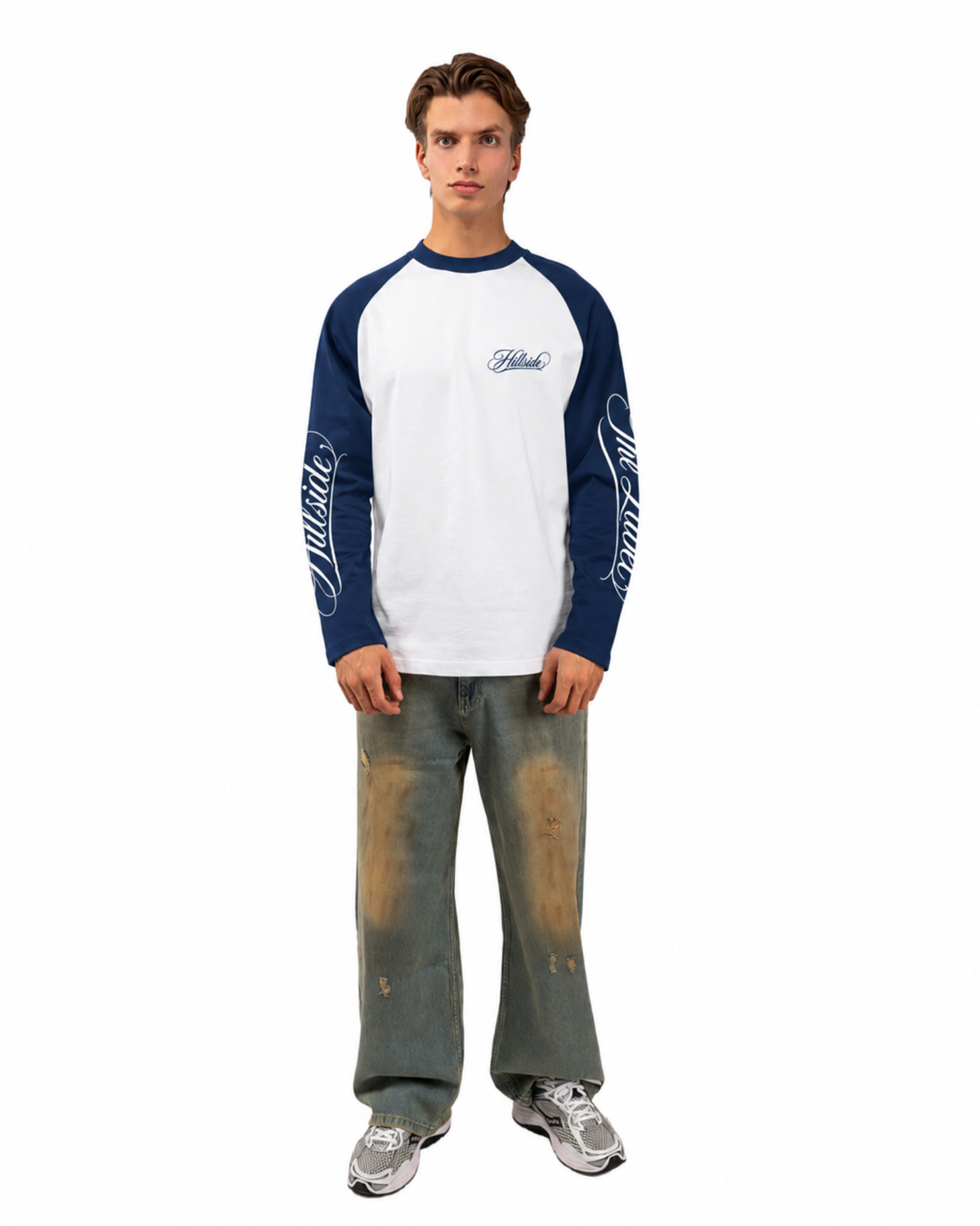 Cursive Raglan Longsleeve Navy Pre Order