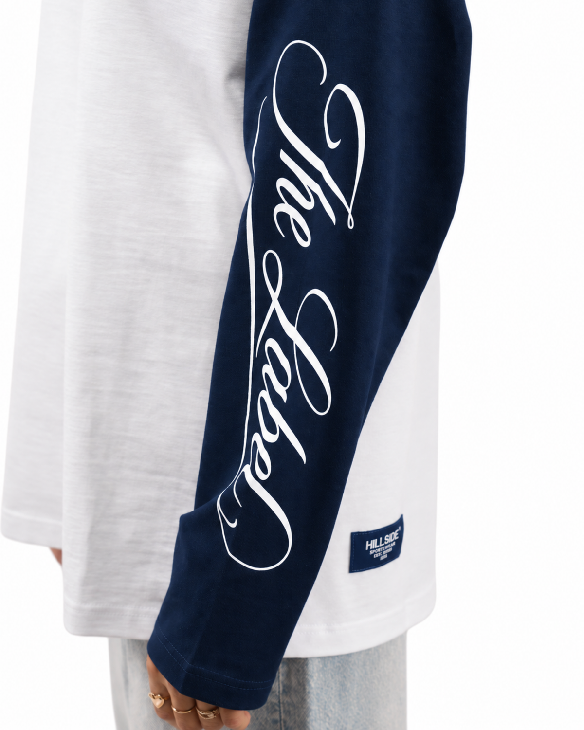 Cursive Raglan Longsleeve Navy Pre Order