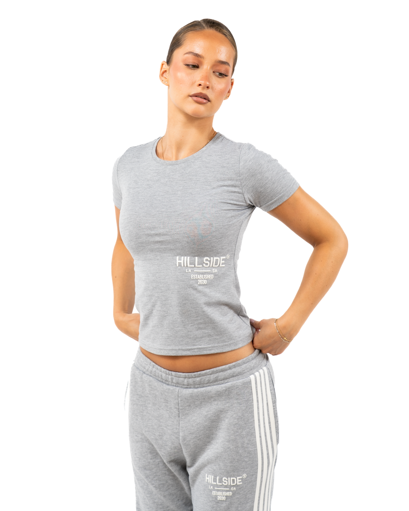 Cropped T-Shirt Grey Melange