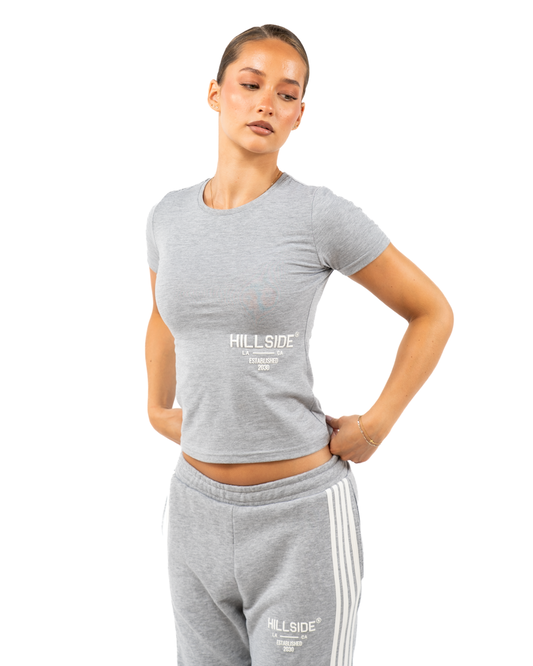 Cropped T-Shirt Grey Melange