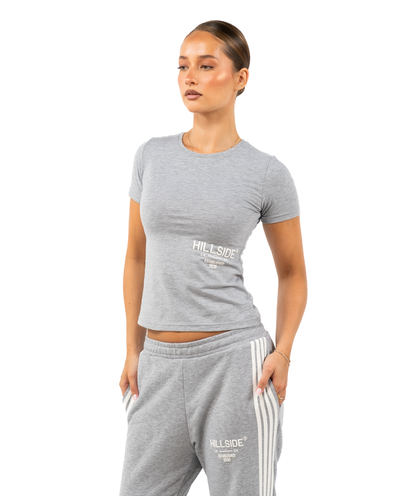 Cropped T-Shirt Grey Melange